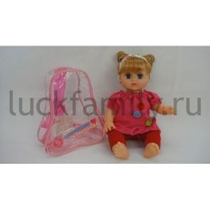 КУКЛА ОЗВУЧ., РУССИФИЦ., ЦВЕТ В АССОРТ. 5291 В РЮКЗАКЕ (РУСС. УП.) в кор.2*12шт ― Luckfamily.ru