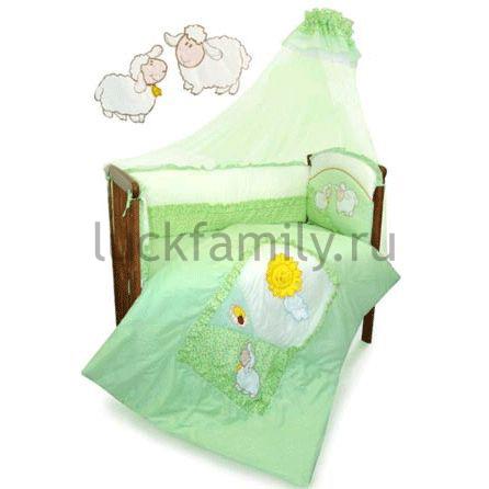 Комплект в кроватку Золотой Гусь 7 предметов Веселые овечки ― Luckfamily.ru