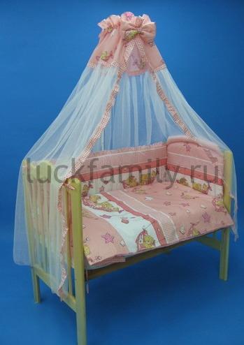 Комплект постельного белья Сонный Гномик  МИШКИ В ГАМАКЕ, розовый