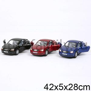 МАШИНА AUDI TT COUPE МЕТАЛЛ ИНЕРЦ.ОТКРЫВ.ДВЕРИ, ЦВЕТ В АССОРТ 1:32 В ДИСПЛЕЕ 13СМ УП-12ШТв кор.2*6уп ― Luckfamily.ru