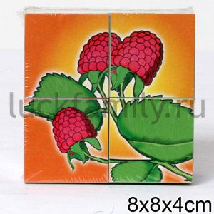 КУБИКИ  В КАРТИНКАХ 1 ФРУКТЫ 4 ШТ в полиэт.уп.48шт ― Luckfamily.ru
