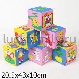 НАБОР ИЗ 6 КУБИКОВ "МЯКИШИ" (СКАЗКИ) в кор.16наб ― Luckfamily.ru
