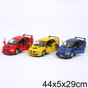 МАШИНА MITSUBISHI LANCER EVOLUTION МЕТАЛЛ ИНЕРЦ ОТКРЫВ ДВЕРИ 1:36 В ДИСПЛЕЕ 13СМ УП-12ШТ в кор.2*6уп ― Luckfamily.ru