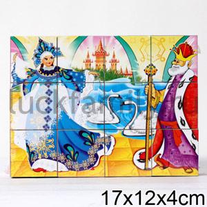 КУБИКИ  В КАРТИНКАХ 9 (ЦАРЕВНА-ЛЯГУШКА) в уп.16шт ― Luckfamily.ru