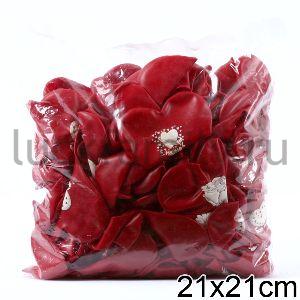 ШАРИК НАДУВНОЙ 10" СЕРДЦЕ КРАСНОЕ С РИС. ШЕЛК. УП-100ШТ ― Luckfamily.ru