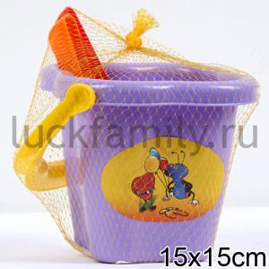 НАБОР №24: ВЕДРО-ЦВЕТОК СРЕДН., СОВОК №02, ГРАБЛИ №02 в кор.51шт ― Luckfamily.ru