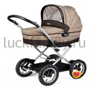 ПЕГ-ПЕРЕГО, КОЛЯСКА классическая CULLA AUTO SCOZIA с шасси VELO58.5NERO, (беж/коричн+клетка), Италия	 ― Luckfamily.ru