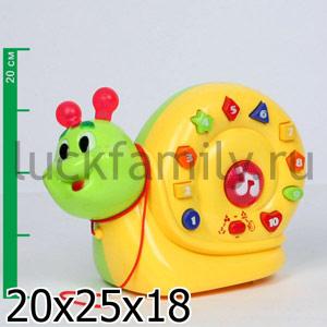 КАТАЛКА-УЛИТКА "УМКА" НА БАТ. СВЕТ+ЗВУК РУССИФИЦ. HM3689 В РУСС. КОР. 25*20СМ в кор.2*12шт ― Luckfamily.ru