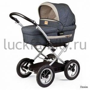 ПЕГ-ПЕРЕГО, КОЛЯСКА классическая YOUNG AUTO DENIM с шасси VELO 58.5 NERO,(джинс/св.сер) Италия	 ― Luckfamily.ru